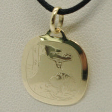 Load image into Gallery viewer, 18K YELLOW GOLD PENDANT SQUARE MEDAL REMEMBRANCE BAPTISM ENGRAVABLE ITALY MADE.