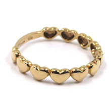 Load image into Gallery viewer, SOLID 18K ROSE GOLD BAND RING, ROW OF ROUNDED HEARTS, HEART, MADE IN ITALY.