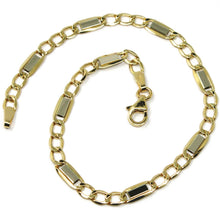 Load image into Gallery viewer, 18K YELLOW WHITE GOLD BRACELET GOURMETTE FLAT PLATES SQUARE LINKS 4mm, 20cm.