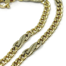 Cargar imagen en el visor de la galería, 18K YELLOW & WHITE GOLD BRACELET, INFINITY AND GOURMETTE LINK, MADE IN ITALY.