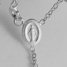Load image into Gallery viewer, 18k white gold rosary necklace miraculous Mary medal & Jesus cross made in Italy.