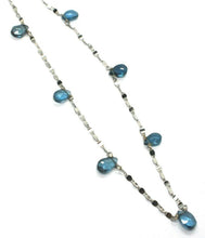 Charger l'image dans la galerie, 18k white gold necklace drop faceted london topaz, oval alternate bright chain.