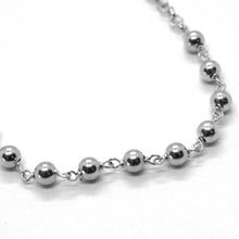 Load image into Gallery viewer, 18k white gold rosary bracelet, 3 mm spheres, cross & miraculous medal.