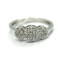 Load image into Gallery viewer, SOLID 18K WHITE GOLD RING, TRILOGY WITH DIAMONDS 0.50 CARATS, pavè, ITALY MADE.