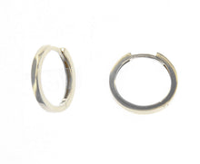Load image into Gallery viewer, 18K WHITE GOLD HOOPS CIRCLE EARRINGS DIAMETER 15mm SQUARE TUBE THICKNESS 1.5mm.