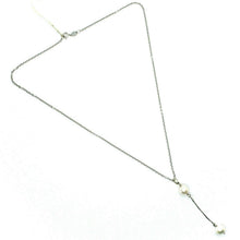 Load image into Gallery viewer, 18k white gold lariat necklace rolo chain fw round white 8mm pearl pendant.