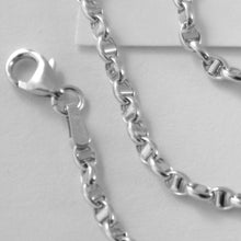 Cargar imagen en el visor de la galería, 18k white gold, oval navy mariner bracelet, 8.30 inches, 21 cm, made in Italy.