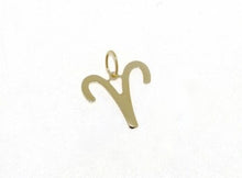 Load image into Gallery viewer, 18k yellow gold zodiac sign pendant, zodiacal flat charm, aries, made in Italy.
