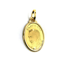 Load image into Gallery viewer, 18k yellow gold pendant, Saint Pio of Pietrelcina, 20mm satin oval medal.