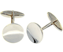 Cargar imagen en el visor de la galería, 18k white gold cufflinks, round flat 14mm 0.55" button, smooth, made in Italy.