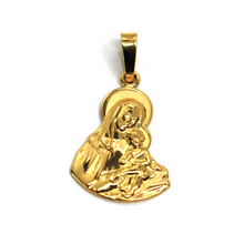 Load image into Gallery viewer, 18K YELLOW GOLD VIRGIN MARY AND JESUS CHRIST 20mm FLAT VERY DETAILED PENDANT.