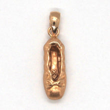 Load image into Gallery viewer, 18k rose, pink gold ballet shoe charm pendant, satin, 0.9 inches made in Italy.
