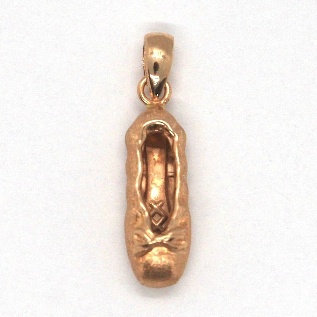 18k rose, pink gold ballet shoe charm pendant, satin, 0.9 inches made in Italy.