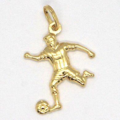 18K YELLOW GOLD PENDANT CHARM SOCCER PLAYER, MADE IN ITALY, STRIKER.