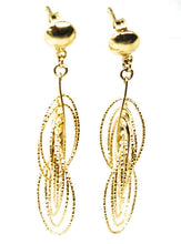 Charger l'image dans la galerie, 18K YELLOW GOLD PENDANT EARRINGS, MULTIPLE WORKED OVALS, SPIRAL 4cm, 1,6 INCHES.