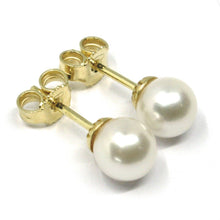 Load image into Gallery viewer, SOLID 18K YELLOW GOLD STUDS EARRINGS, SALTWATER AKOYA PEARLS, DIAMETER 6.5/7 MM.