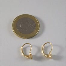 Load image into Gallery viewer, solid 18k yellow gold pendant earrings with butterflies leverback, made in Italy.