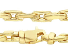 Charger l'image dans la galerie, 18K YELLOW GOLD BRACELET 4mm SQUARE ROUNDED CABLE RECTANGULAR LINK 20cm 7.9".