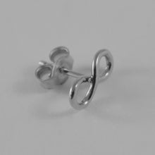 Load image into Gallery viewer, SOLID 18K WHITE GOLD EARRINGS WITH MINI INFINITY SYMBOL, INFINITE, MADE IN ITALY.
