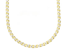 Load image into Gallery viewer, 18K YELLOW WHITE GOLD SOLID CHAIN NECKLACE 2.5mm FLAT OVAL MARINER 24&quot; 60cm.
