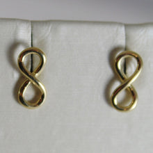 Cargar imagen en el visor de la galería, 18K YELLOW GOLD EARRINGS WITH MINI INFINITY SYMBOL, INFINITE, MADE IN ITALY.