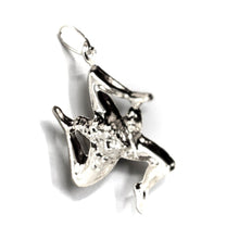 Charger l'image dans la galerie, 18k white gold pendant, rounded Trinacria 25mm, excavated back, made in Italy.