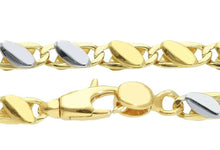 Load image into Gallery viewer, 18K YELLOW WHITE GOLD CHAIN 3mm ALTERNATE 3+3 OVAL DOUBLE ROUNDED LINK 50cm 20".