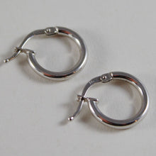 Cargar imagen en el visor de la galería, 18K WHITE GOLD EARRINGS MINI CIRCLE HOOP 13 MM 0.51 IN DIAMETER MADE IN ITALY.