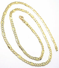 Cargar imagen en el visor de la galería, 18K YELLOW GOLD CHAIN 4 MM, 19.7 INCHES ALTERNATE GOURMETTE CROSSHATCHING OVALS.