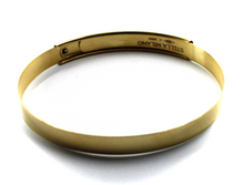 Load image into Gallery viewer, SOLID 18K YELLOW WHITE GOLD UNISEX RIGID BANGLE 7 mm FLAT BRACELET, SATIN PLATE.