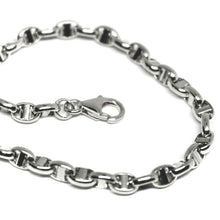 Cargar imagen en el visor de la galería, 18k white gold chain sailor's nautical navy mariner big oval 4mm link, 24" 60cm.