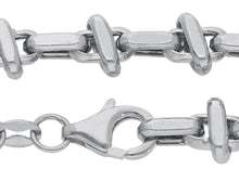 Charger l'image dans la galerie, 18K WHITE GOLD SQUARED ALTERNATE CROSSED OVAL 4X8mm LINK BRACELET, LENGTH 8.3".