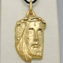Load image into Gallery viewer, 18K YELLOW GOLD JESUS FACE PENDANT CHARM 42 MM, 1.6 IN, FINELY WORKED ITALY MADE.