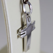 Cargar imagen en el visor de la galería, 18k white gold cross, finely worked, bright ans satin 1.10 inches made in Italy.
