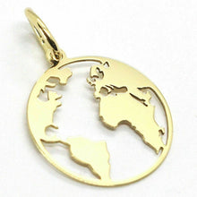 Load image into Gallery viewer, SOLID 18K YELLOW GOLD 16mm 0.63" GLOBE EARTH WORLD MAP PENDANT MADE IN ITALY.