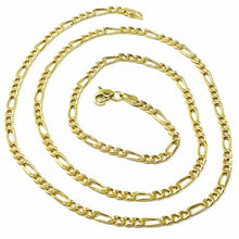 Load image into Gallery viewer, 9K GOLD CHAIN FIGARO GOURMETTE ALTERNATE 3+1 FLAT LINKS 3mm, 50cm, 20 INCHES.
