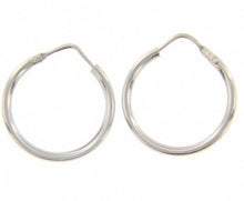 Load image into Gallery viewer, 18k white gold round circle earrings diameter 15 mm width 1.7 mm, made in Italy.