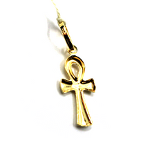 Load image into Gallery viewer, 18K YELLOW GOLD, SMALL 17mm ANKH ROUNDED CROSS OF LIFE PENDANT, EXCAVATED BACK.