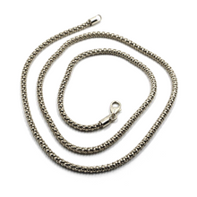 Cargar imagen en el visor de la galería, 18k white gold basket rounded 2.2mm tube basket popcorn chain necklace, 18".