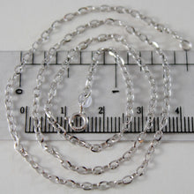 Cargar imagen en el visor de la galería, 18k white gold chain mini 2 mm rolo oval mirror link 19.70 inches made in Italy.