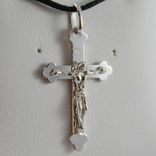 Load image into Gallery viewer, 18k white gold cross with Jesus, smooth, finely worked engravable made in Italy.