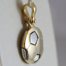 Load image into Gallery viewer, SOLID 18K WHITE & YELLOW GOLD SOCCER BALL PENDANT, SATIN CHARMS, MADE IN ITALY.
