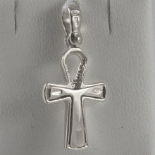 Load image into Gallery viewer, SOLID 18K WHITE GOLD CROSS, CROSS OF LIFE, ANKH, DIAMOND, 1.02 IN MADE IN ITALY.