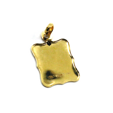 Load image into Gallery viewer, 18k yellow gold ondulate satin medal 13x16mm Virgin Mary Madonna flat pendant.