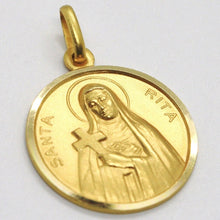 Load image into Gallery viewer, solid 18k yellow gold Holy St Saint Santa Rita round medal Italy made, 17mm.
