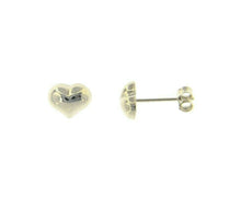 Cargar imagen en el visor de la galería, 18k white gold earrings rounded small heart, shiny, smooth, 7mm, made in Italy.