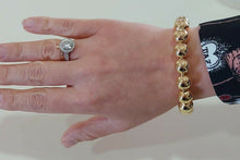 Cargar imagen en el visor de la galería, 18k yellow gold bracelet, semirigid, elastic, big 10 mm smooth balls spheres.