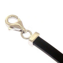 Load image into Gallery viewer, SOLID 18K ROSE WHITE GOLD BRACELET 4mm SQUARED TUBE PLATE AND BLACK RUBBER 8.3".