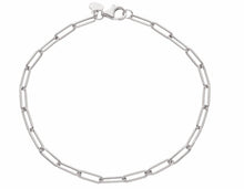 Load image into Gallery viewer, 18K WHITE GOLD BRACELET ROUNDED TUBE OVAL PAPER CLIP 3x9mm ITALY MADE 7.1".