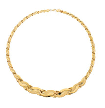 Load image into Gallery viewer, 18K YELLOW GOLD FLAT ALTERNATE 5-12mm ONDULATE SMOOTH SATIN WAVE CHOKER NECKLACE.